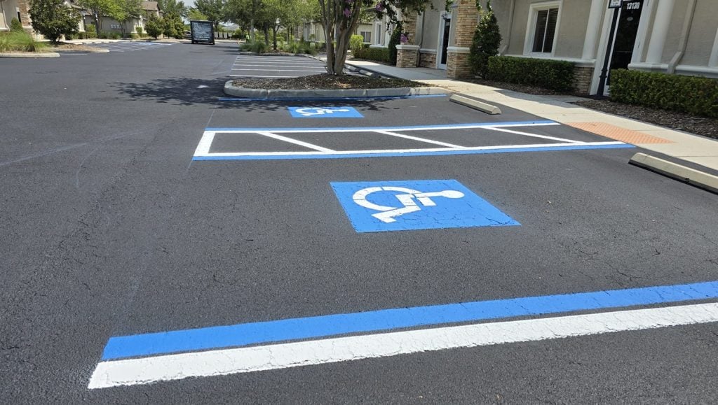 Office District with ada compliance parking spots freshly painted
