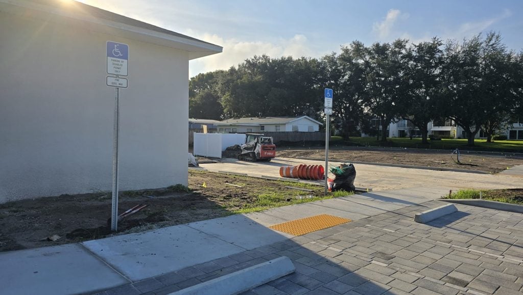 stop sign installation for a business parking lot
