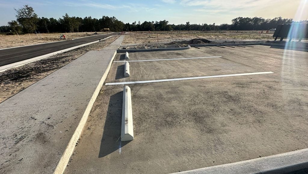 parking lot spots freshly painted for Rec Parking Lot