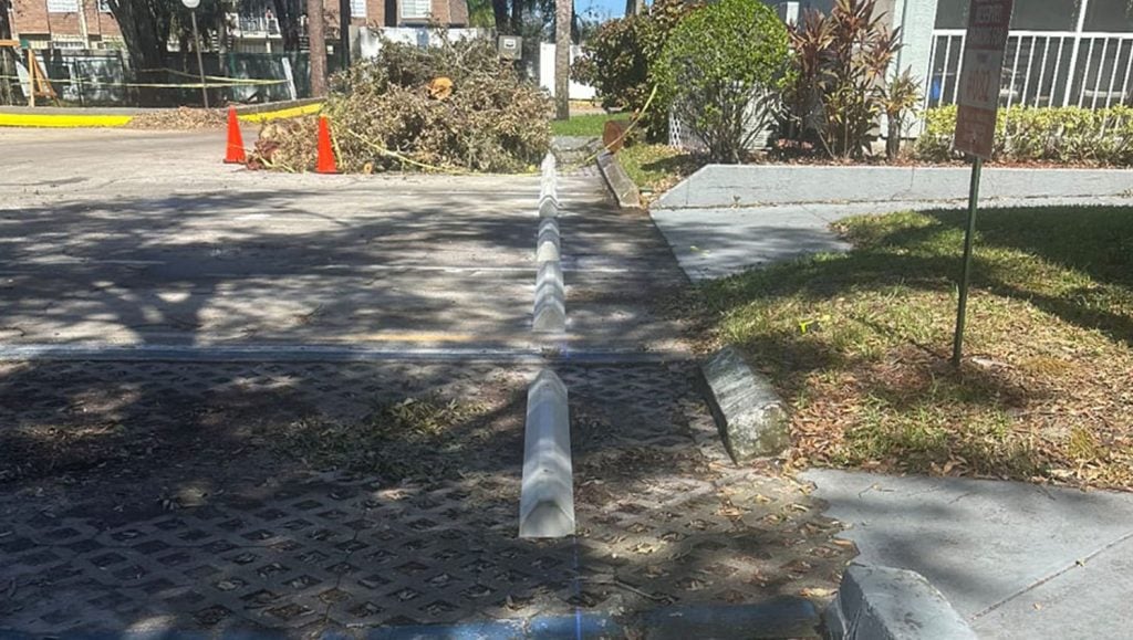 close-up of parking spots installed for Apartment Complex