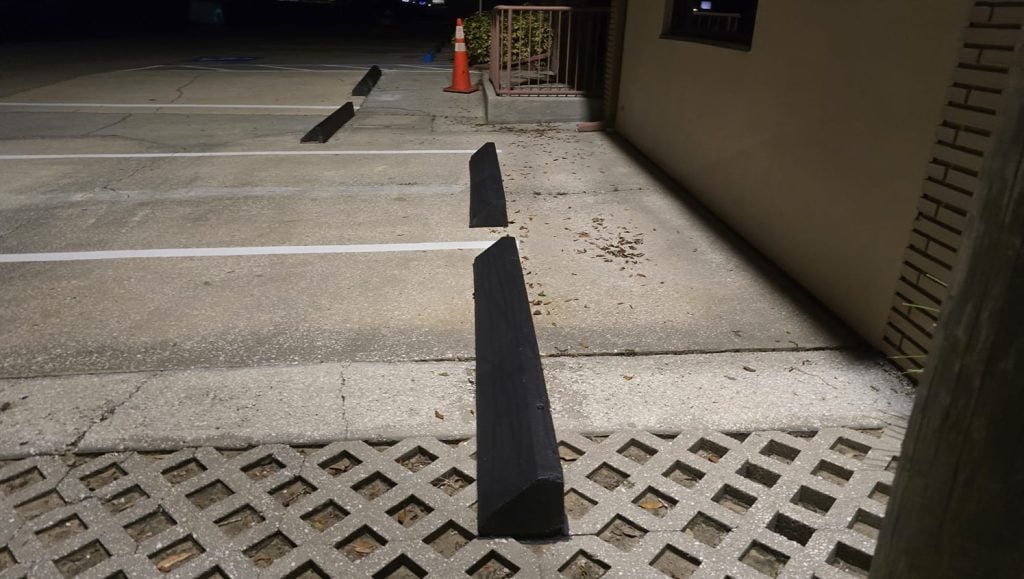 close-up of ada compliance parking spots freshly painted for Veterinarian Clinic
