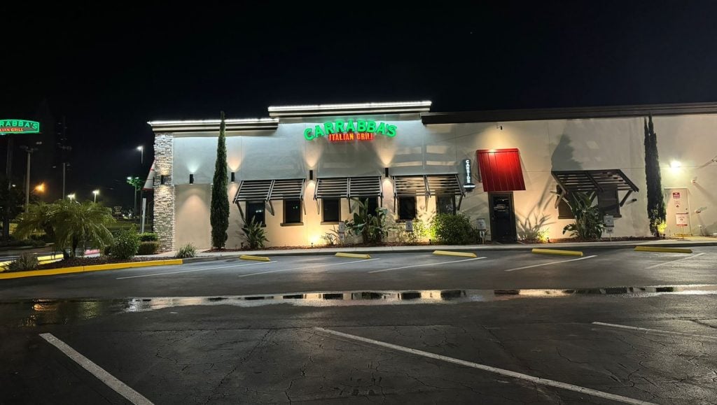 freshly painted line markings and curb for restaurant