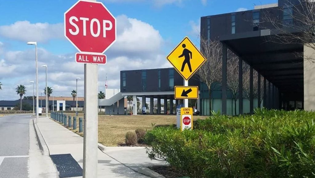 sign installation at tampa medical facility