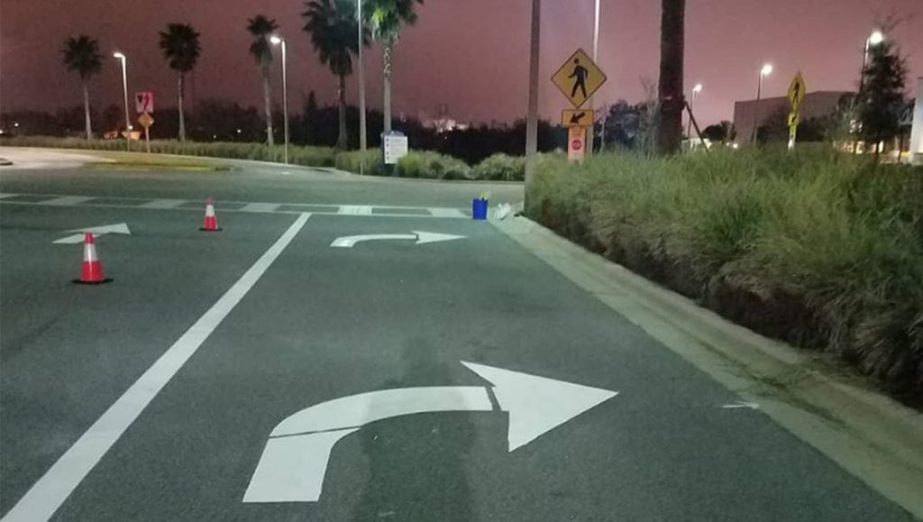 tampa medical facility traffic markings on pavement