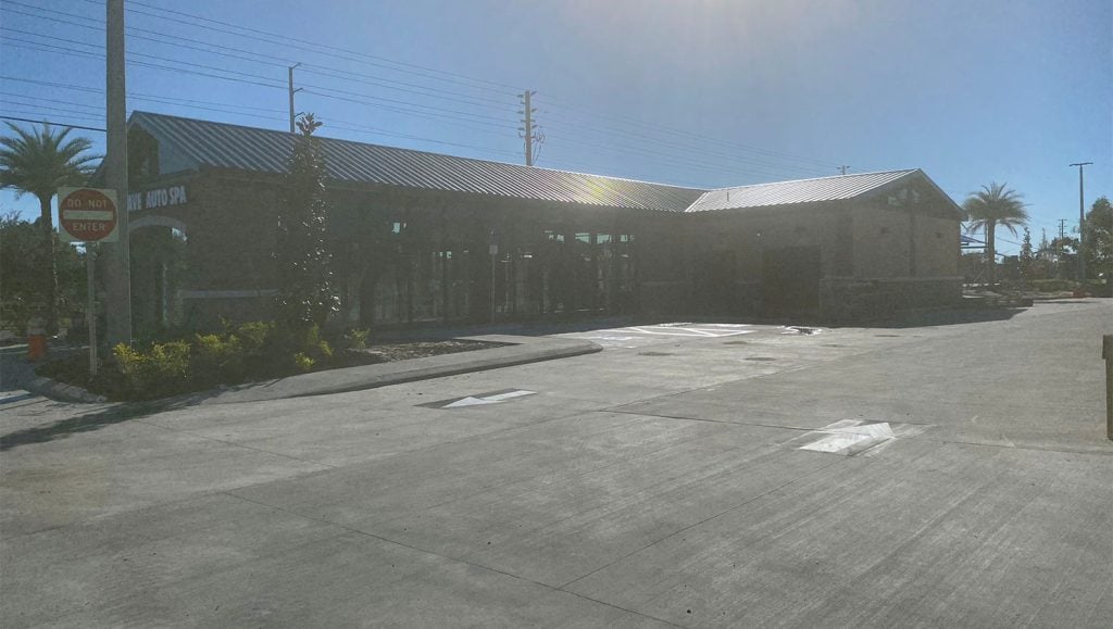 tidal wave car wash with new pavement markings