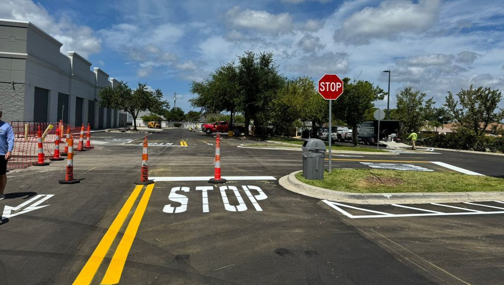 freshly painted lines for walmart parking lot in cape coral, fl