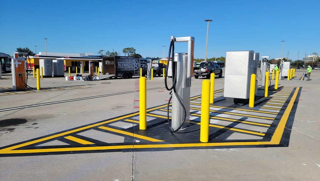 front view of Charge/Fueling Station for Public Transportation freshly painted
