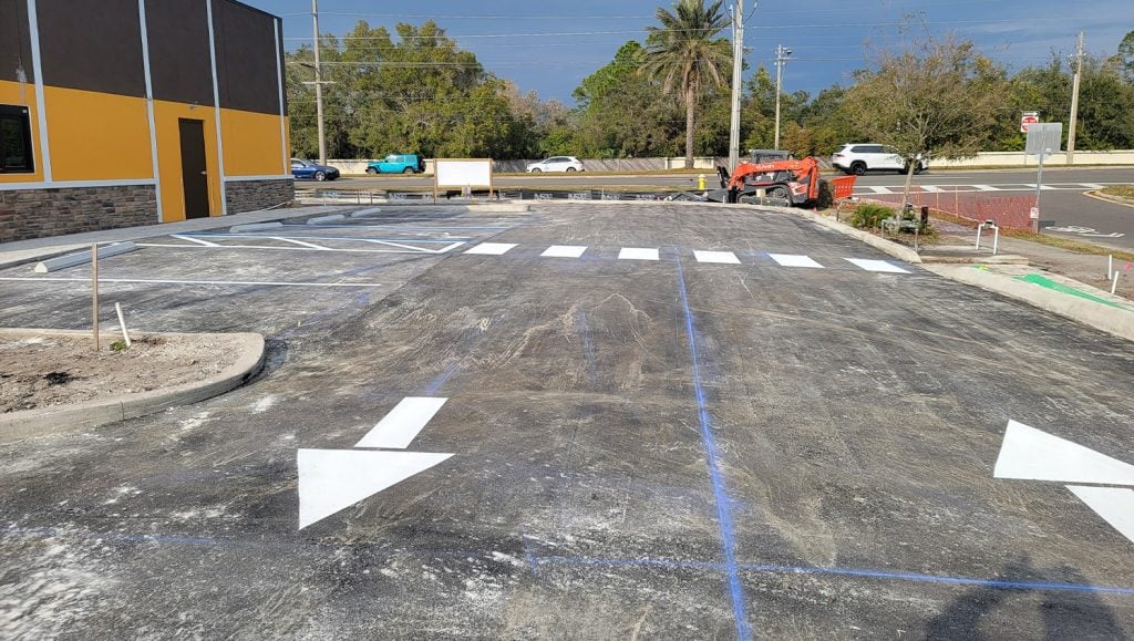 freshly painted line markings for Coffee Shop parking lot