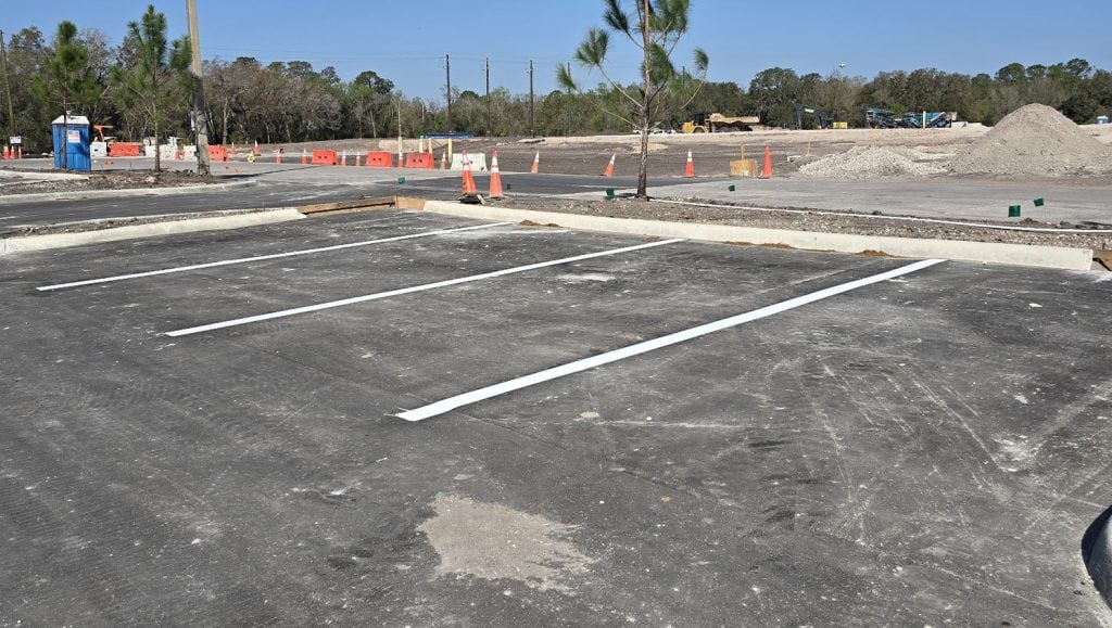 parking spots freshly painted for apartment complex parking lot