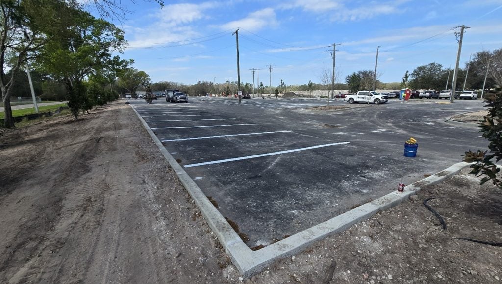 apartment complex parking lot freshly painted