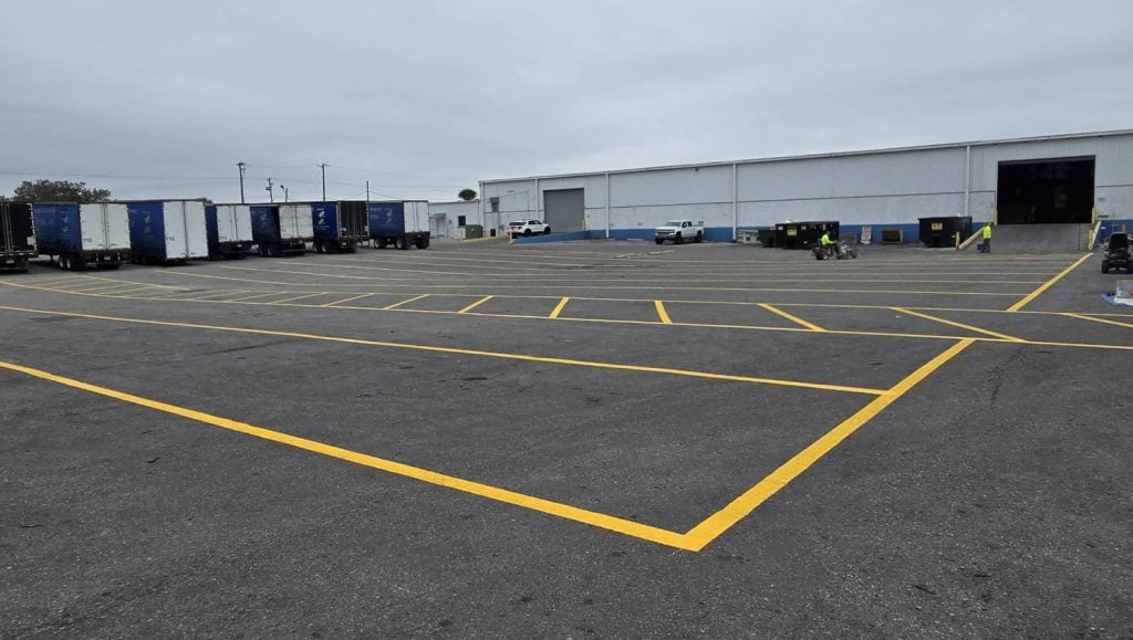 line markings freshly painted for LV Thompson parking lot
