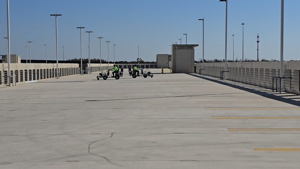 USAA parking garage getting new line markings