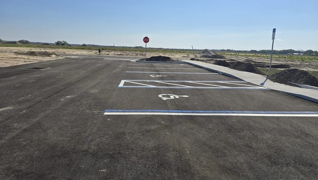 ada compliance parking spots freshly painted for new development