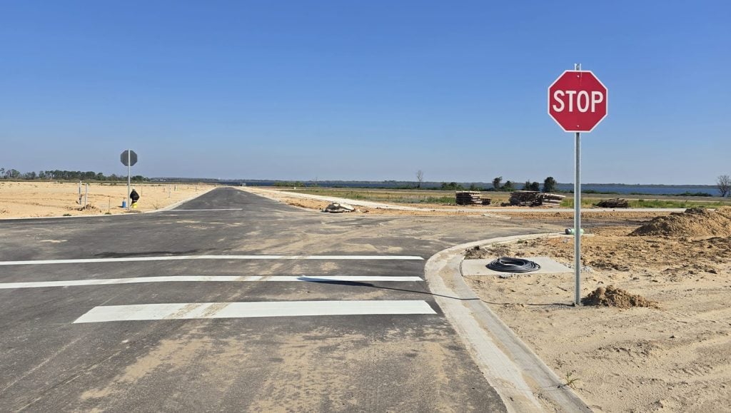 line markings freshly painted for new development