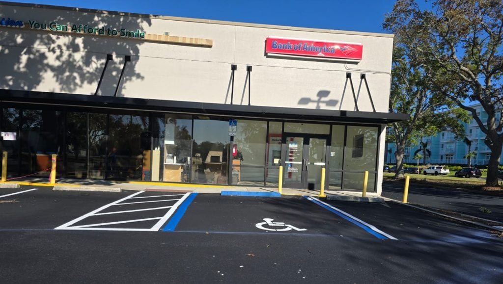 ada compliance parking spot freshly painted for Aldi's