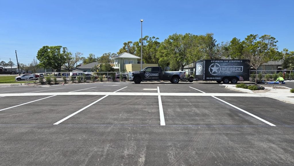 Home 2 Suites parking lot freshly painted
