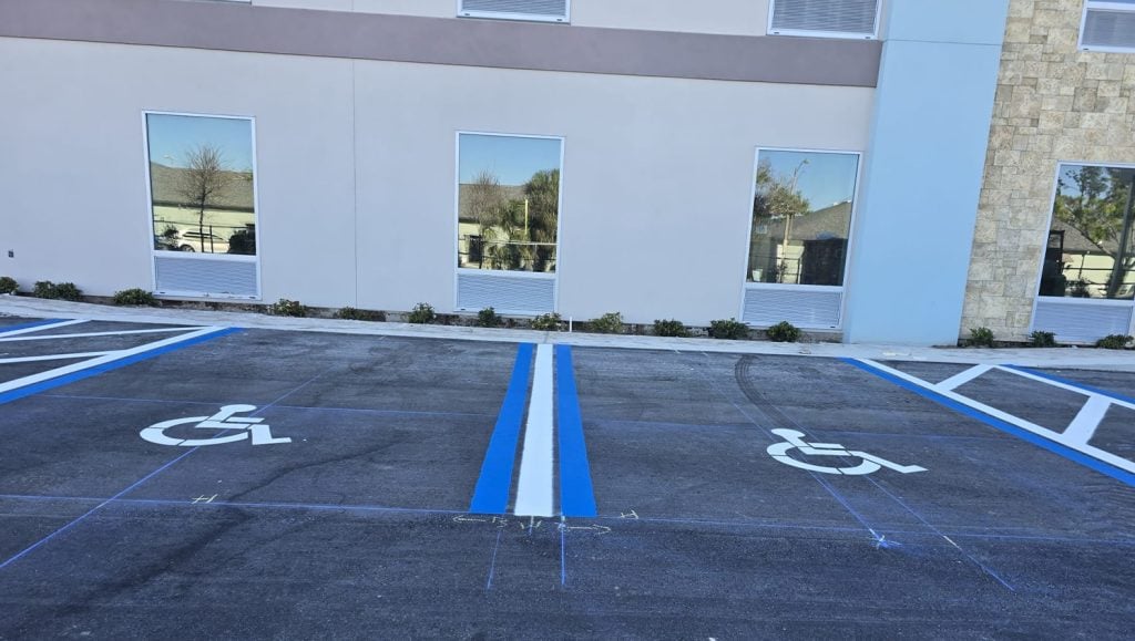 ada compliance parking spots freshly painted for Home 2 Suites