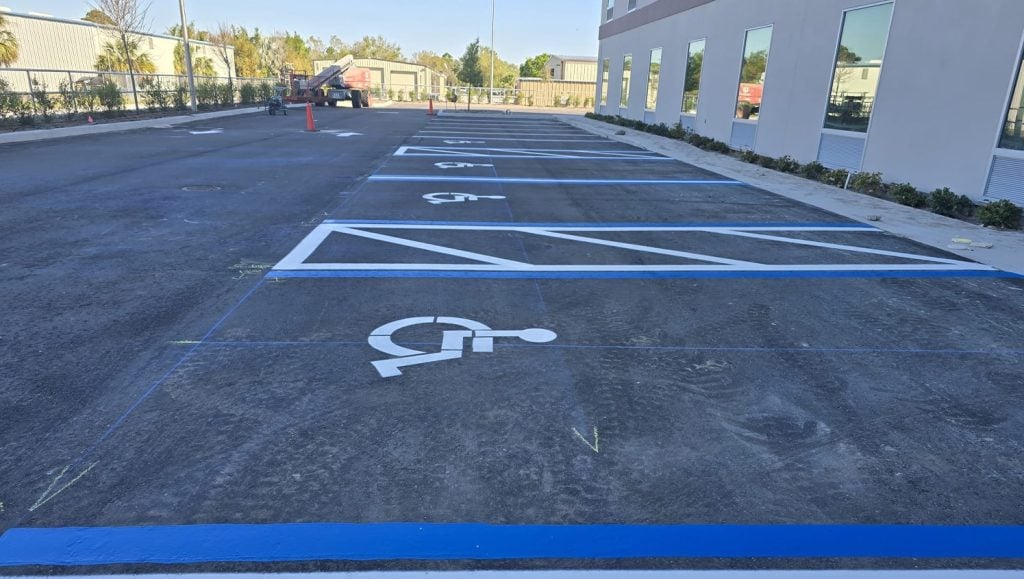 ada compliance parking spots freshly painted for Home 2 Suites