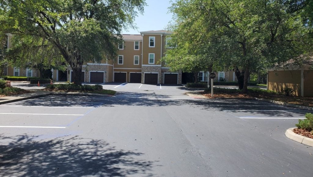 front view of apartment complex freshly painted