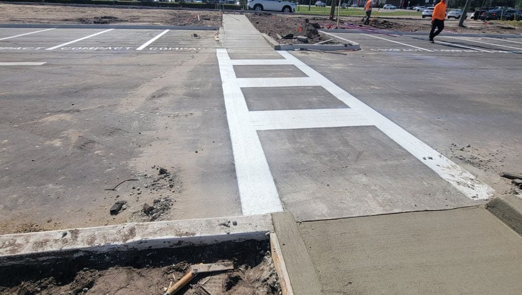 line markings freshly painted for Ashley Furniture parking lot