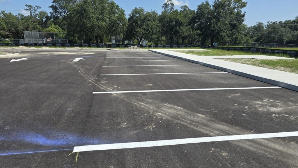 parking lot freshly painted for All People's Park