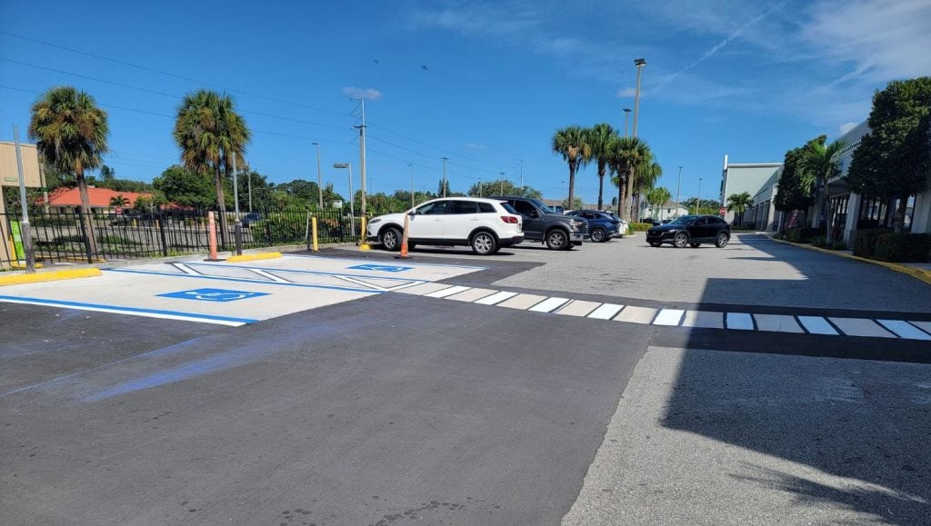 Publix Shopping Center parking lot freshly painted