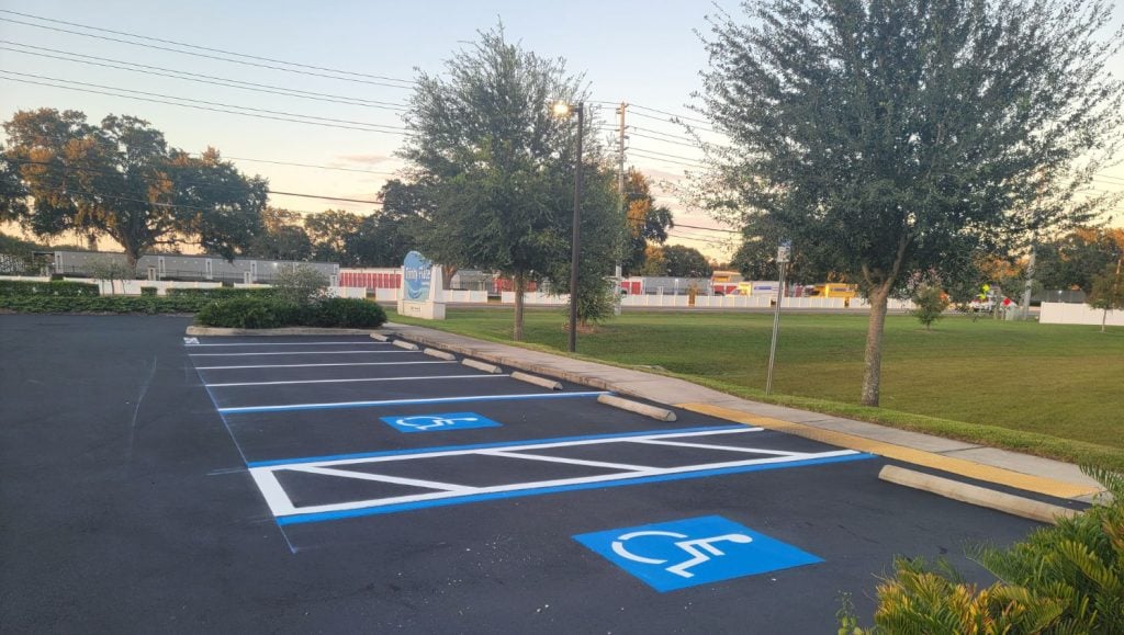 ada compliance parking spots freshly painted for Trinity Assisted Living parking lot