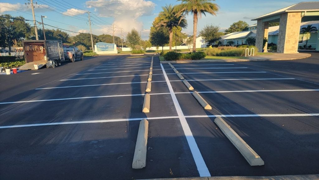 Trinity Assisted Living parking lot freshly painted