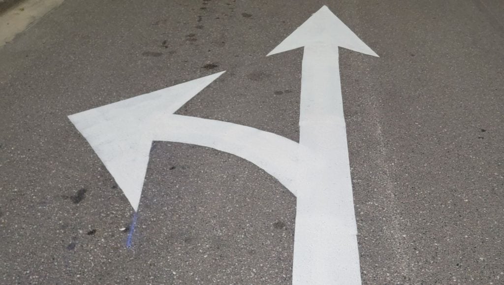 freshly painted arrows for goodwill parking lot