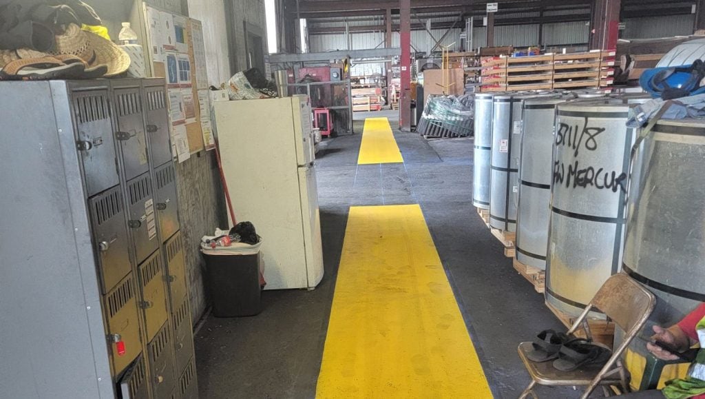 freshly painted line markings for warehouse in tampa