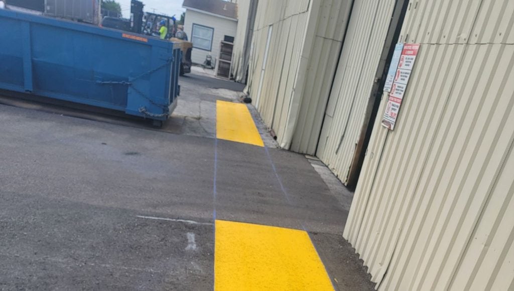 freshly painted line markings for warehouse