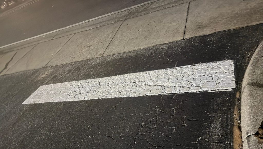 line striping freshly painted for Jiffy Lube parking lot