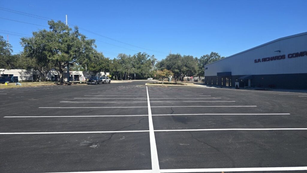 warehouse parking lot freshly painted in tampa