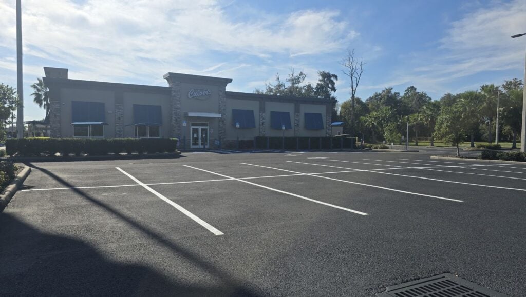 Culver's parking lot freshl painted