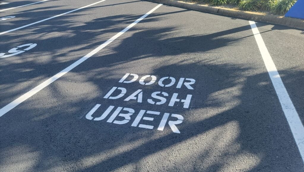 uber parking spot freshly painted for Culver's