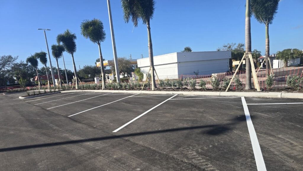 parking spots freshly painted for Publix parking lot