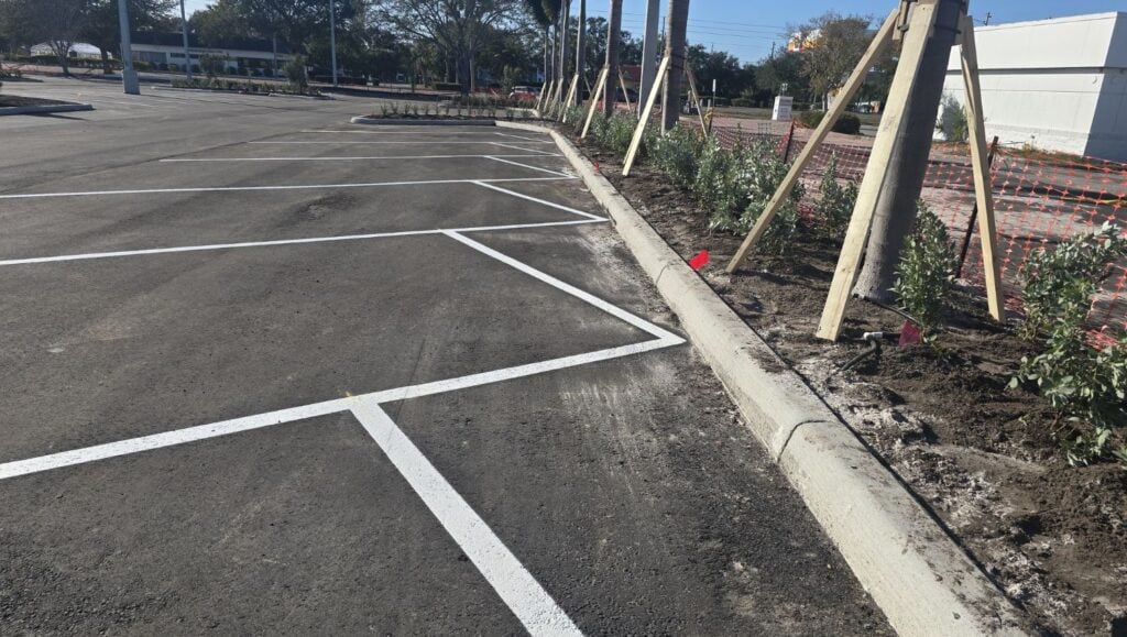 close-up of parking spots freshly painted for Publix