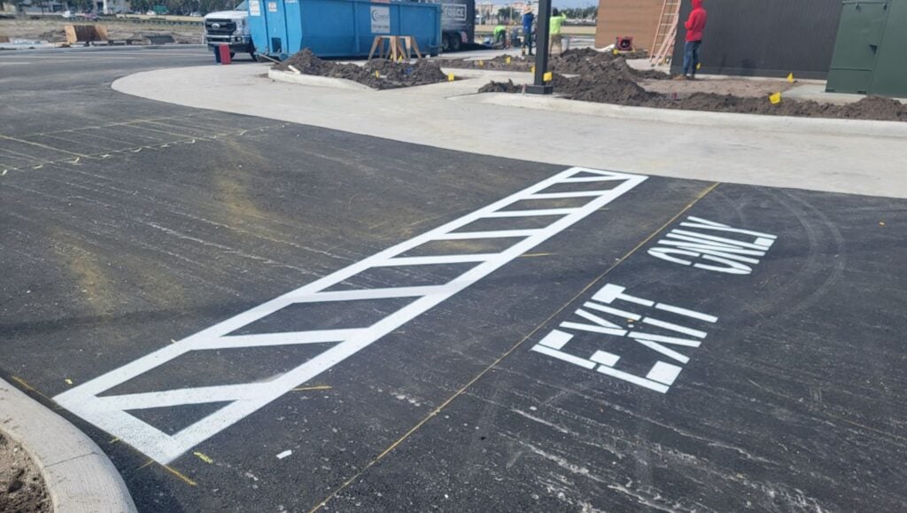 exit only freshly painted for Wendy's parking lot