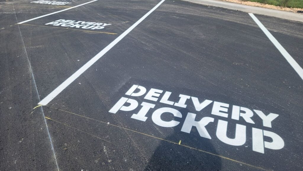 delivery pickup freshly painted for Wendy's parking lot