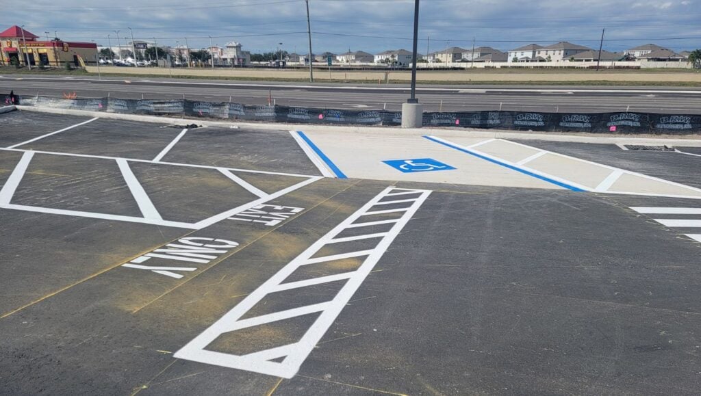 ada compliance parking spot freshly painted for Wendy's