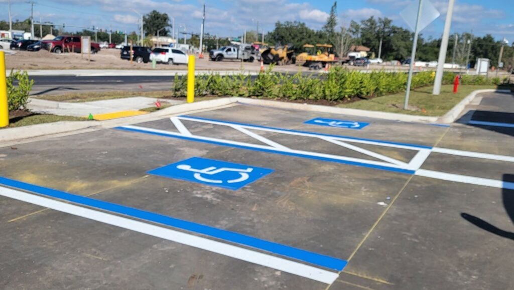 ada compliance parking spots freshly painted for Storage Facility