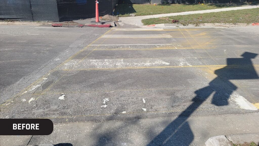Apartment Complex parking lot with faded line markings