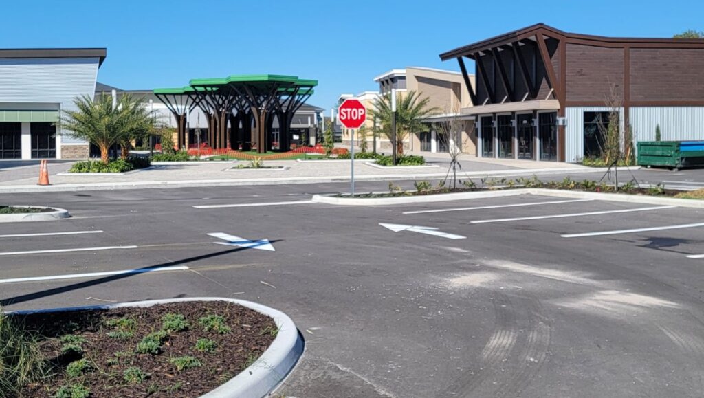 stop sign installation for The Hub parking lot