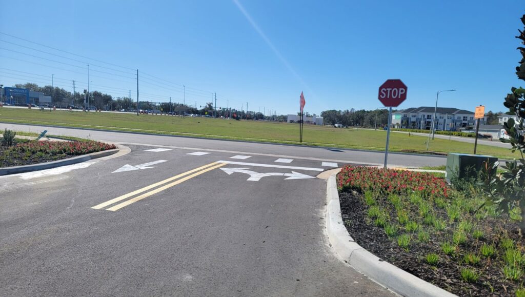arrows freshly painted for The Hub parking lot