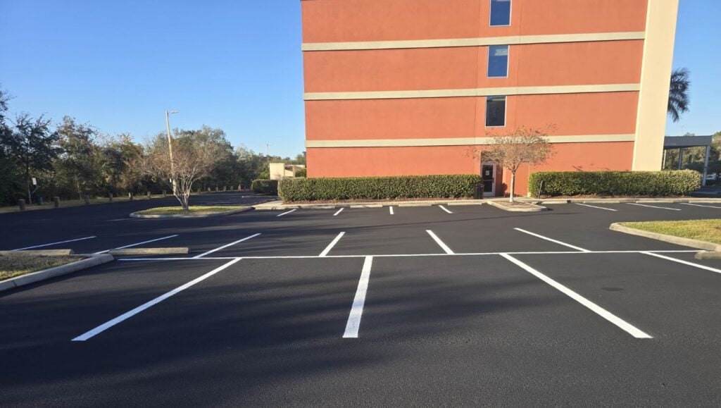 Hotel Parking Lot with freshly painted parking spots