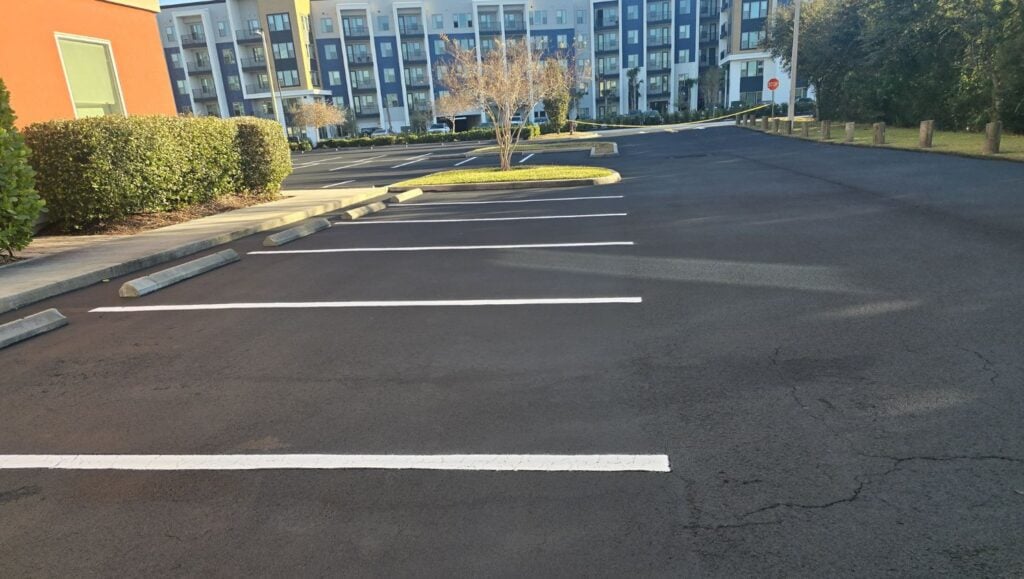 parking spots freshly painted for Hotel Parking Lot