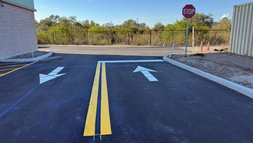 arrows freshly painted for business parking lot