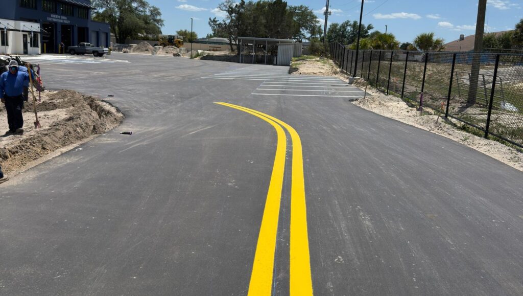 new business parking lot freshly painted