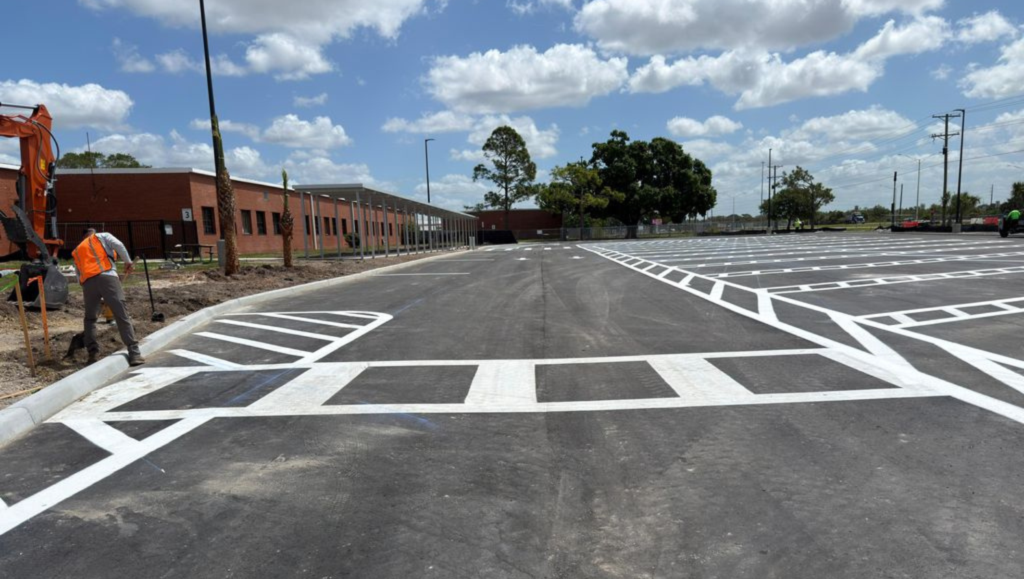 Line Striping Markings for Eisenhower Middle School in Gibsonton, FL