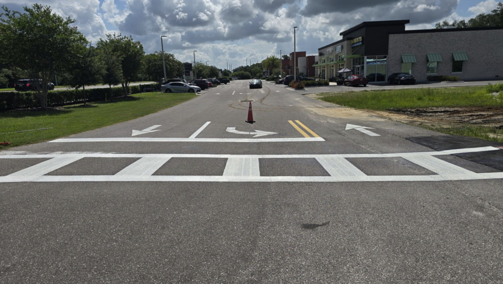 Line Striping Street for Big Dan's Car Wash in Tampa, FL